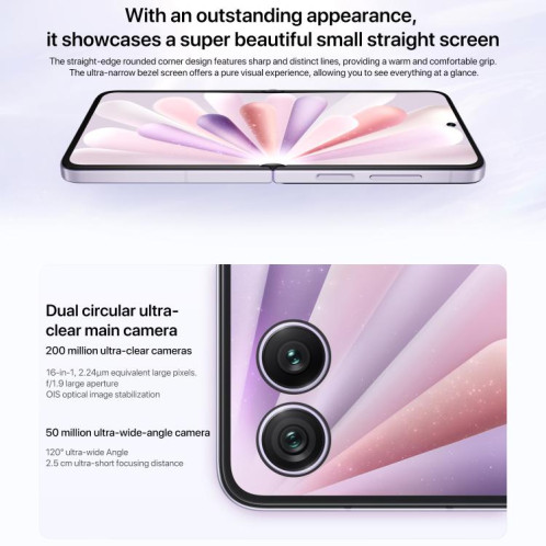 Honor Magic V Flip2, 12 Go + 512 Go, 6,82 pouces + 4,0 pouces, MagicOS 9.0.1, Android 15, Snapdragon 8 Gen 3 Octa Core, Réseau : 5G, NFC, OTG (Gris) SH842H667-021